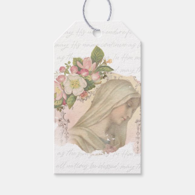Gesegnete Jungfrau Mary Religious Katholic Floral Geschenkanhänger (Vorderseite)