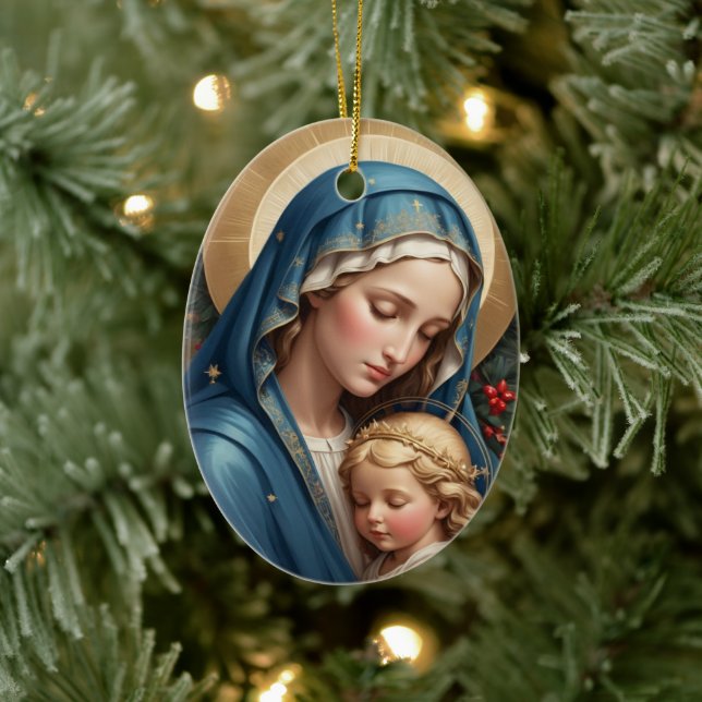 Gesegnete Jungfrau Mary Traditionell katholisch Keramik Ornament (Baum)