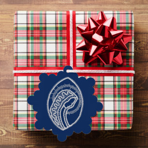 Gesegnete Jungfrau Mary, weiße Spitze, marineblau Ornament Karte