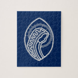 Gesegnete Jungfrau Mary, weiße Spitze, marineblau Puzzle