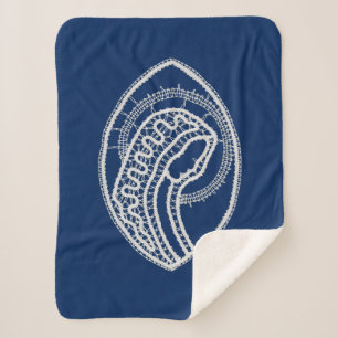 Gesegnete Jungfrau Mary, weiße Spitze, marineblau Sherpadecke
