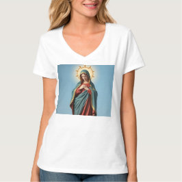 Gesegnete Jungfrau Mary Women's V Neck Tee Shirt