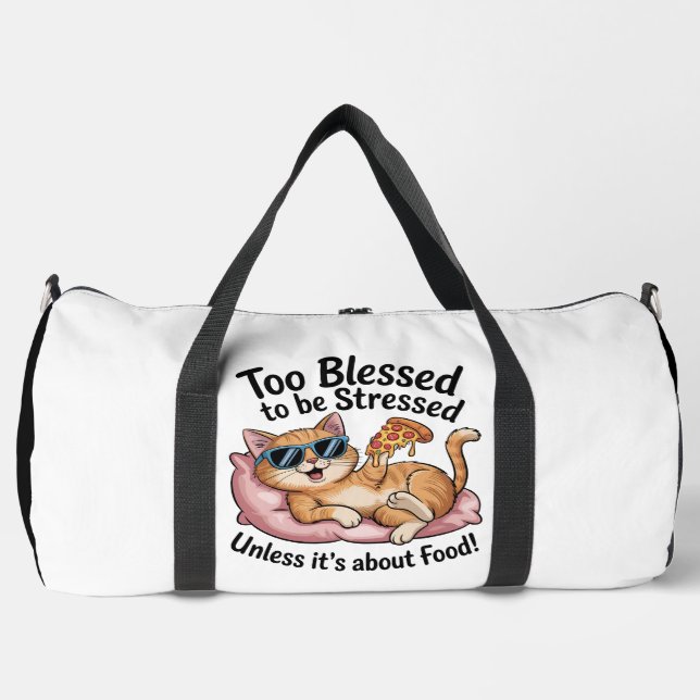 Gesegnete Katzen Pizza Keine Sorge Duffle Bag (Vorderseite)