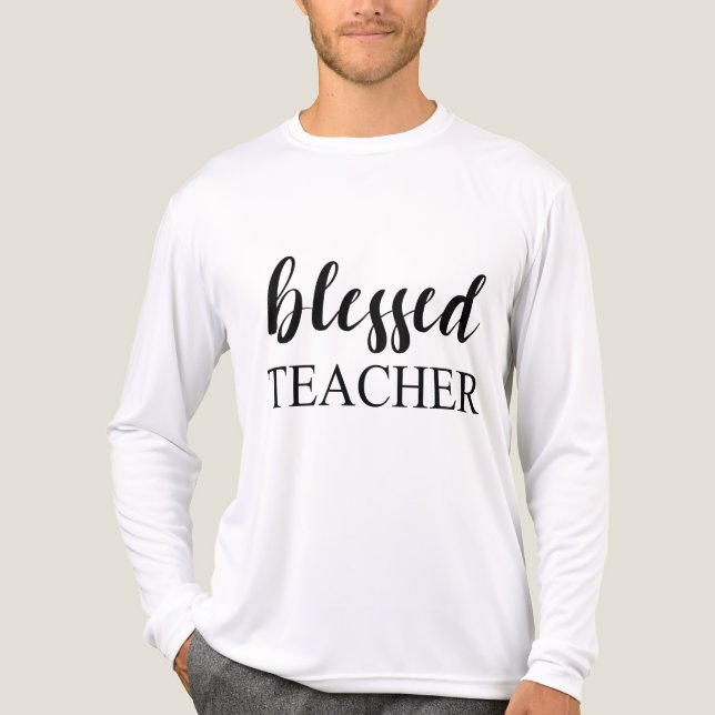 Gesegnete Lehrerin Typografie Tri-Blend Shirt (Vorderseite)