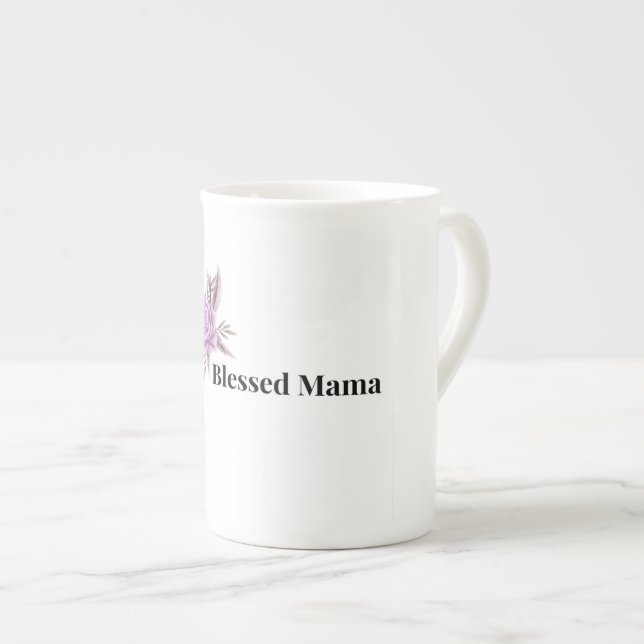 Gesegnete Mama Blumenkaffeetasse Prozellantasse (Vorderseite Rechts)