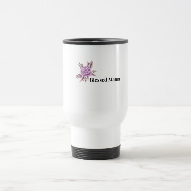 Gesegnete Mama Blumenkaffeetasse Reisebecher (Mittel)