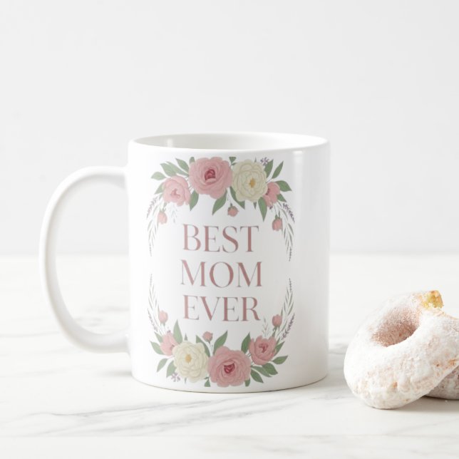 Gesegnete Mama Ever, Tasse | Florale Schrift Mutte (Mit Donut)