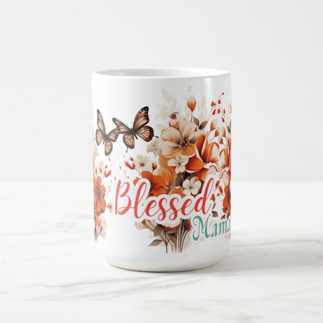 Gesegnete Mama Floral Schmetterling  Kaffeetasse (Mittel)