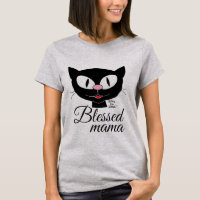Gesegnete Mama Lächelnder Cartoon Katze Frauen-T-S