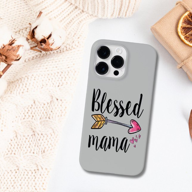Gesegnete Mama mit Pfeil Case-Mate iPhone Hülle (Blessed Mama boho gray iPhone case)