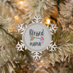 Gesegnete Mama mit Pfeil Schneeflocken Zinn-Ornament