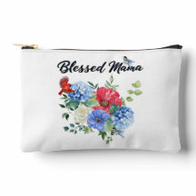 Gesegnete Mama mit Rot/Weiß/Blauen Blumen & Vögeln