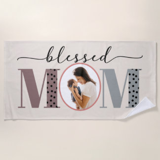 Gesegnete Mama Personalisiertes Foto Strandtuch