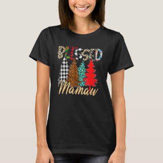 Gesegnete Mamaw Leopard Karierter Weihnachtsbaum F T-Shirt