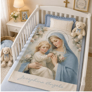 Gesegnete Maria Jesus Blumen religiös Fleecedecke