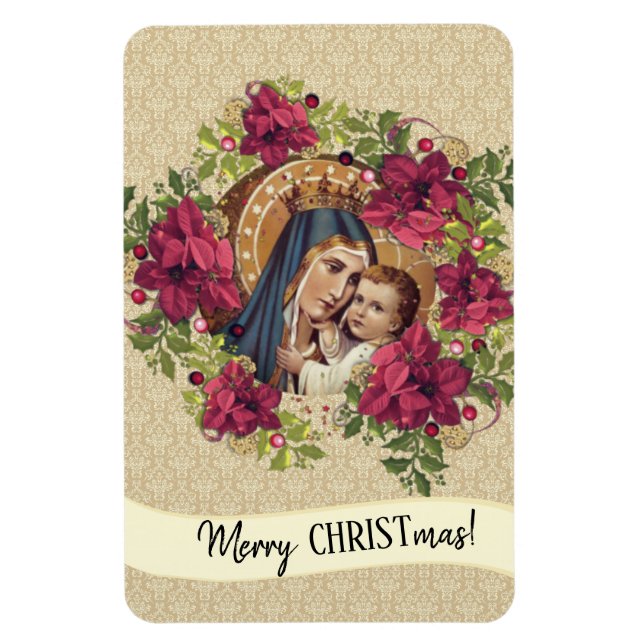 Gesegnete Mutter Kind Jesus Weihnachtsschaden Blor Magnet (Vertikal)