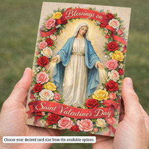 Gesegnete Mutter Maria Valentinstag Gebet Rosen Visitenkarte