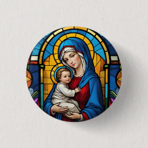 Gesegnete Mutter Mary and Baby Jesus - Jungfrau Ma Button