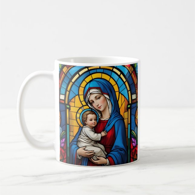Gesegnete Mutter Mary and Baby Jesus - Jungfrau Ma Kaffeetasse (Links)