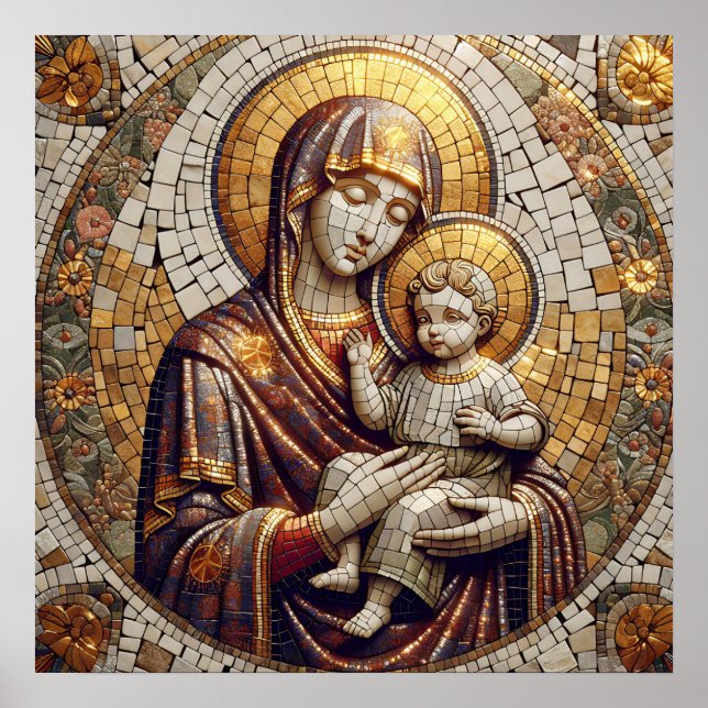 Gesegnete Mutter Mary and Baby Jesus | religiös Poster (Vorne)