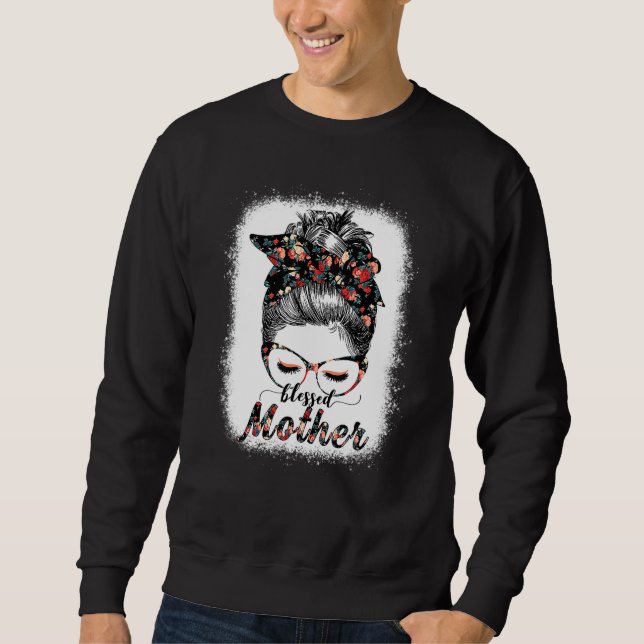 Gesegnete Mutter Messy Bun Frauen glückliche Oster Sweatshirt (Vorderseite)