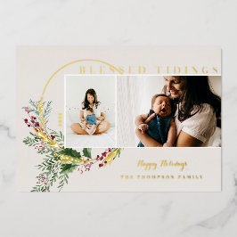 Gesegnete Tidings Wasserfarbenwelt Kranz Fotos Folien Feiertagskarte