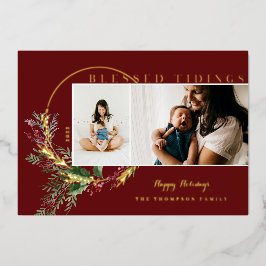 Gesegnete Tidings Wasserfarbenwelt Kranz Fotos Folien Feiertagskarte