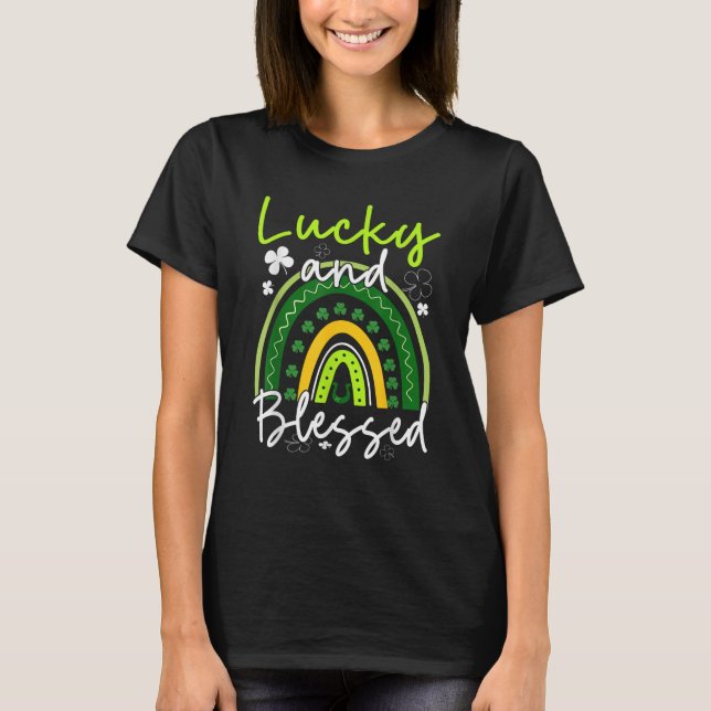 Gesegnete und glückliche St. Patrick's Day Kleebla T-Shirt (Vorderseite)