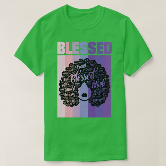 Gesegnete Worte in Afro Christlich Religious T-Shirt (Design vorne)