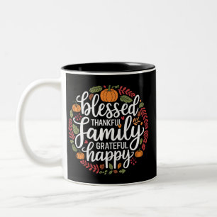 Gesegneter dankbarer Familien-Erntedankessen Zweifarbige Tasse