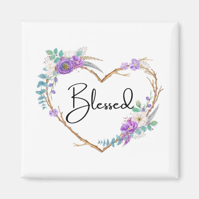 Gesegneter herzförmiger Blumenkranz-Kühlschrank Magnet (Vorne)