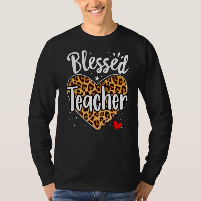 Gesegneter Lehrer Leopard Herz Kindergarten Presch T-Shirt (Vorderseite)