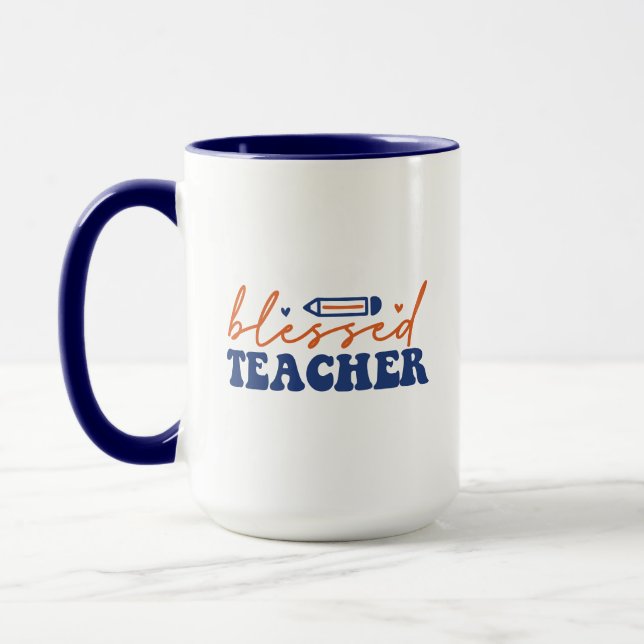 Gesegneter Lehrer Wordart Tasse (Links)