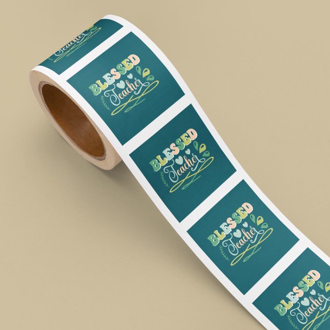 Gesegneter Lehrer zurück zum Schuldesign Quadratischer Aufkleber (Von Creator hochgeladen)