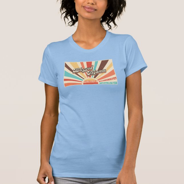 Gesegneter Mama Retro Sunset T - Shirt (Vorderseite)