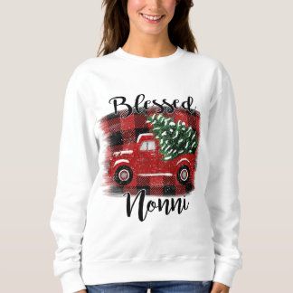 Gesegneter Nonni Red Truck Vintage Weihnachtsbaum Sweatshirt