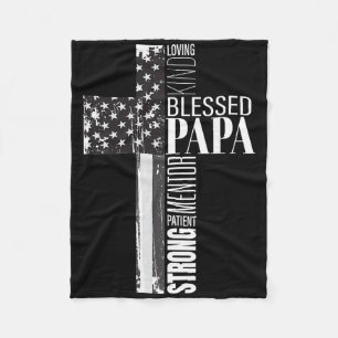 Gesegneter Papa Amerikanische Flagge Christlich Re Fleecedecke