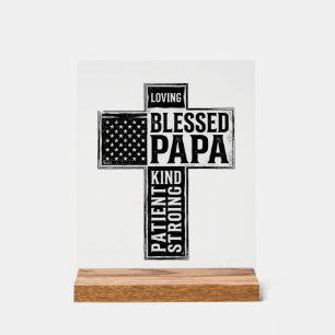 Gesegneter Papa Kreuz Christliche Vintage-Typograf Acrylschild