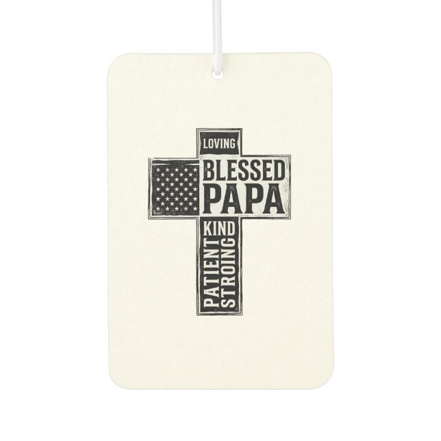 Gesegneter Papa Kreuz Christliche Vintage-Typograf Autolufterfrischer (Vorderseite)