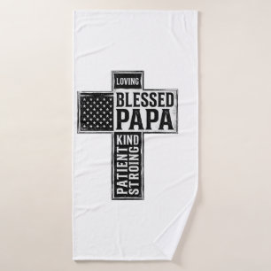 Gesegneter Papa Kreuz Christliche Vintage-Typograf Badehandtuch