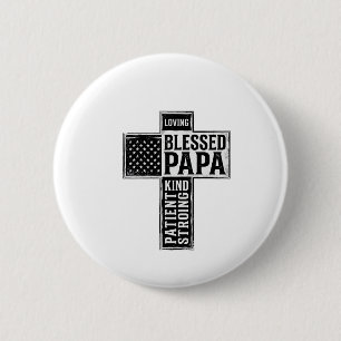 Gesegneter Papa Kreuz Christliche Vintage-Typograf Button