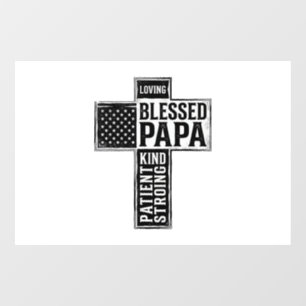 Gesegneter Papa Kreuz Christliche Vintage-Typograf Fensteraufkleber