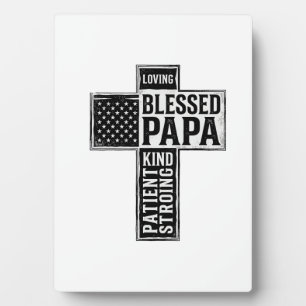 Gesegneter Papa Kreuz Christliche Vintage-Typograf Fotoplatte