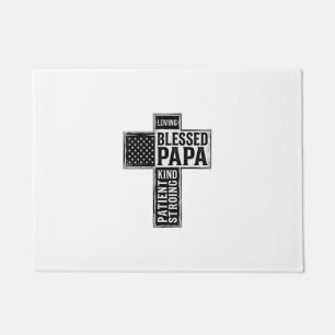 Gesegneter Papa Kreuz Christliche Vintage-Typograf Fußmatte