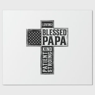 Gesegneter Papa Kreuz Christliche Vintage-Typograf Geschenkpapier