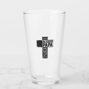Gesegneter Papa Kreuz Christliche Vintage-Typograf Glas