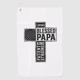 Gesegneter Papa-Kreuz christliche Vintage-Typograf Golfhandtuch