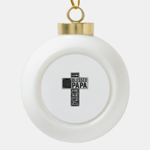 Gesegneter Papa Kreuz Christliche Vintage-Typograf Keramik Kugel-Ornament