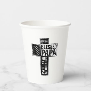 Gesegneter Papa Kreuz Christliche Vintage-Typograf Pappbecher