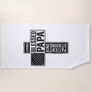 Gesegneter Papa Kreuz Christliche Vintage-Typograf Strandtuch
